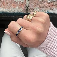 SOLD Vintage Blue Enamel Ring with diamonds - Fewer Finer