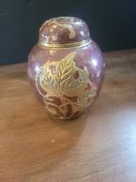 Vintage Japanese Ginger Jar Brass Made India Enamel Red ...