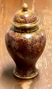 Jingfa Cloissone 5.5" Vintage Ginger Jar With Blue Enamel ...