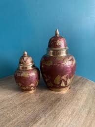 2 Vintage Brass and Enamel Cloisonné Jar Pots With Lids - Etsy