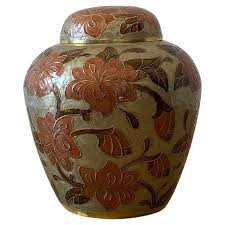 1980s Big Brass Cloisonne Enamelled Chinoiserie Ginger Jar ...