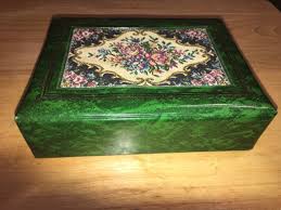 Vintage Green Jewelry Box Tab and Snap Closure Travel Size ...