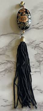 Vintage Black 2 Sided Rose Gold Tone Pendant JW-4 | eBay