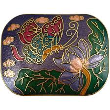 Vintage Cloisonne Butterfly Brooch Purple. For Sale at Ruby Lane