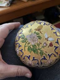 Vintage Brass Floral With Butterflies Cloisonne Trinket ...
