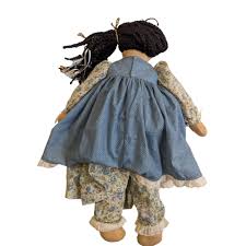 Vintage Handmade Cloth Fabric Doll Signed Embroidered Face ...