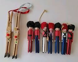 9 Vintage Handmade Clothes Pin Christmas Ornaments Including ...