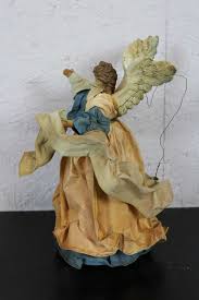 Vtg Folk Art Paper Mache Christmas Angel Tree Topper ...