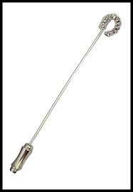 14k White Gold Diamond Horseshoe Stick Pin, M147. For Sale ...
