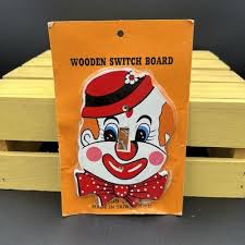 Justen Heartland Clown Wooden Light Switch Board Plate Vtg ...