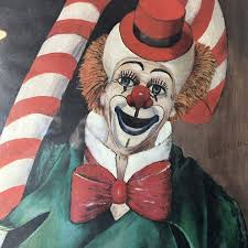 VTG Red Skelton Candy Cane Clown Core Lithograph Signed 28” X 20” Glass 70s | eBay