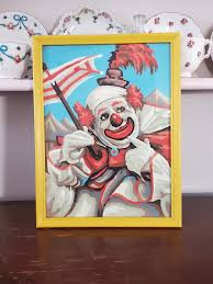 Vintage 1960's / 70's Mid Century Circus Clown Paint by Numbers Painting Yellow Plastic Frame 9.75" X 12.75" - Etsy India