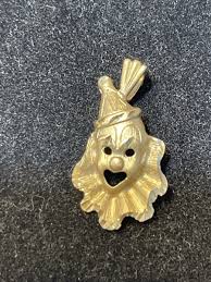 Stamped 14k Yellow Gold Clown Pendant Diamond Cut Vintage ...
