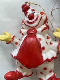 4Pc Clown Tree Ornaments Red & Blue Plastic Vintage Happy Clown | eBay