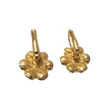 Brown Rhinestone Vintage Pierced Earrings Flower | eBay