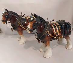 Lowery's of London Pair Of Porcelain Clydesdale 8.5 X 11 X ...