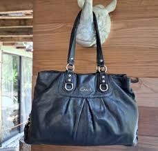 Coach Handbag Vintage Black Leather Hobo Style Preowned Purple Interior | eBay