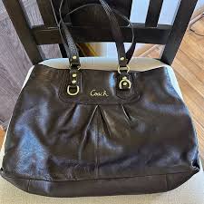 Coach | Bags | Coach Ashley Leather Satchel Handbag Purse Dark Brown Medium Sized | Poshmark