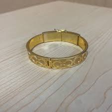 COACH COACH Signature C Hinged Bangle Bracelet –Gold Tone ...