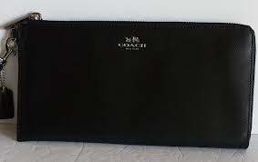 COACH Women Black Leather Zip Around Wristlet Clutch Wallet ...