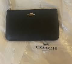 New! COACH Black Leather Polished Pebble Wristlet | eBay