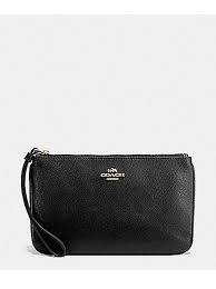Coach Women's Crossgrain Leather Large Wristlet Black F57465 ...