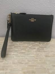 Coach Wristlet Polished pebble leather Brass/Amazon Green ...