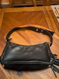 PERLINA NEW YORK Black Leather Women's Satchel Handbag Purse | eBay