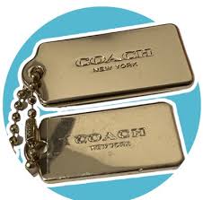 2.25" COACH NEW YORK GOLD Heavy METAL BAG TAG CHARM FOB KEY ...