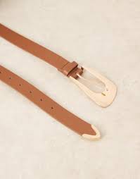 Gina Tricot hip belt with gold buckle in brown | ASOS