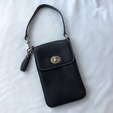 Vintage Coach Black Leather Wristlet Small Case Pouch Tassel ...