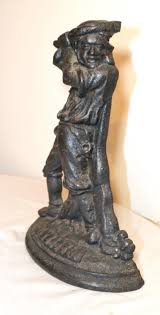 RARE LARGE Antique 1800's Solid Cast Iron Figural Man With ...