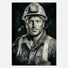 Coal Miner Printable Art - Vintage Black & White Wall Decor