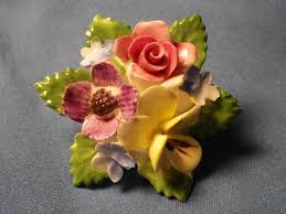 Royal Adderley Floral England Brooch Rose Pansey Bone China ...