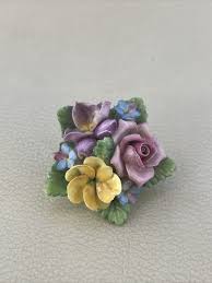 VINTAGE 50's D. SIMMILL Flower Pin Made In England Bone ...