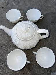 Coalport Countryware Cabbage Leaf Teapot White Large W/ 4 ...