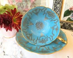 Coalport Teacup and Saucer With Floral Brocade, Robbins ...