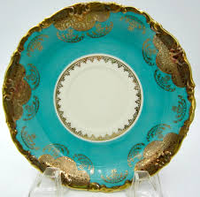 Alboth & Kaiser Porcelain Saucer - Teal Green & Gold ...