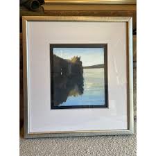 Misty Lake" A+b, Contemporary Impressionist Waterscapes in Blues and Browns by Asheville Artist David Skinner | Chairish