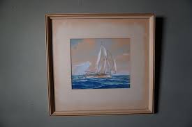 J. Duncan Gleason - Sailboat - Pencil & Gouache 1928 P3419 – Early California Antiques Shop