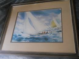 Vintage Framed Sailboat Print of Watercolor by Maurice Silber - Etsy Australia