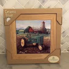 John Deere Tile Trivet/Wood Framed | 8"x8" | eBay