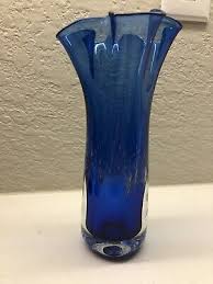 David Traub Studio Art Glass Vase Signed Cobalt Blue Vintage ...