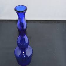 Blue Glass Bud Vase. 8" X 2" Excellent Condition - Etsy India