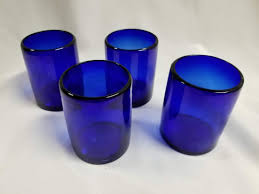 4 Hand Blown Low Ball Tumbler Glasses - Cobalt Blue - Etsy