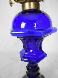 VINTAGE COBALT BLUE GLASS OIL LAMP | eBay