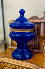 Bohemian Cobalt Blue Glass Jar – Sunbeam Vintage