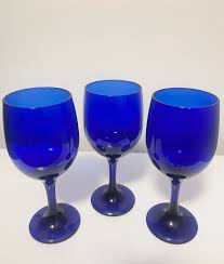 Vintage Cobalt Blue Wine Libbey Glasses Set of 3 Water Tumbler Ice Tea Drinking Glass Heavy Wine Goblet Mid Century Stemware Dark Blue - Etsy