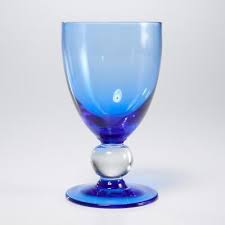 Bryce Contour Cobalt Blue Small Bubbled Stem Wine Glass 4pc ...