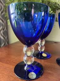 Block Stockholm Crystal Cobalt Blue Bubble Glasses Goblets ...